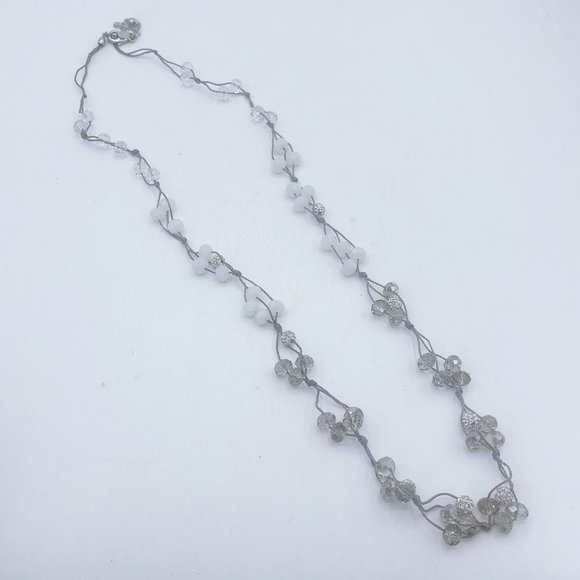 Chico's Jewelry - Chico's Silver Multi White & Crystal Small Beads Necklace Long